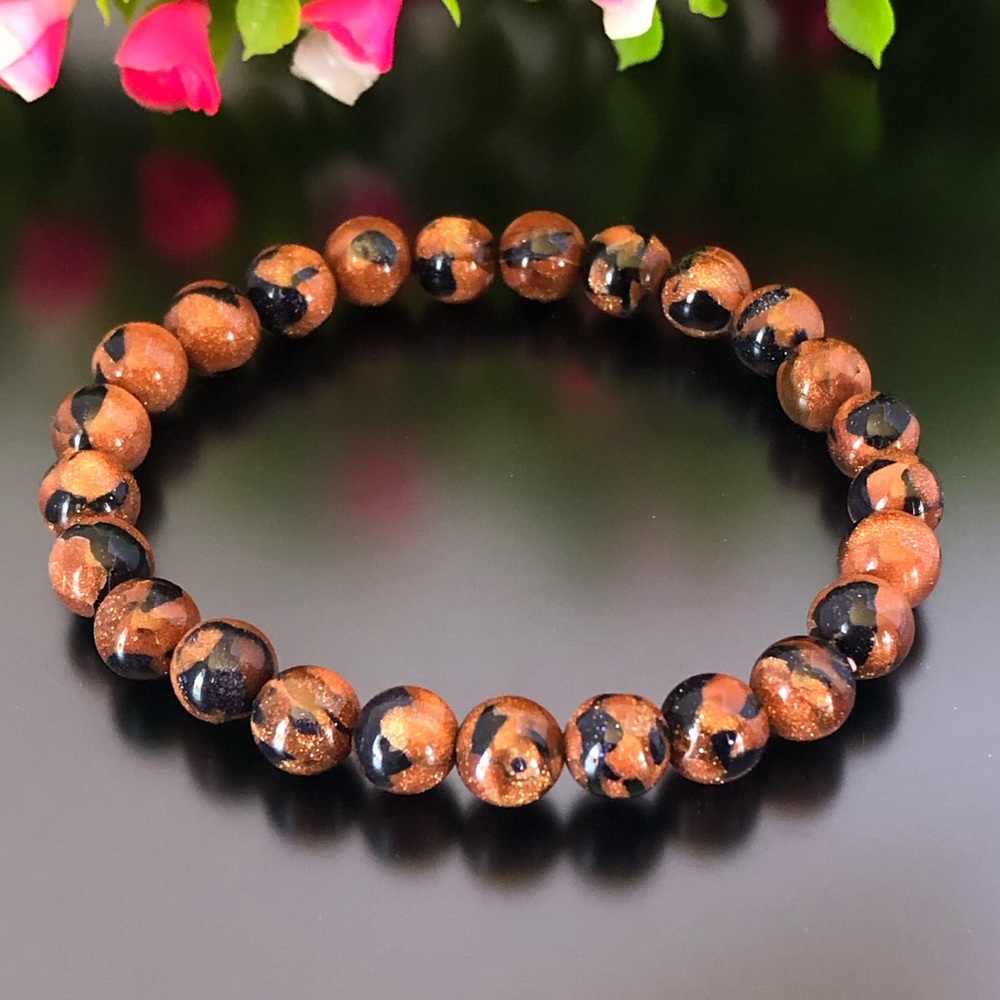 Golden Swan 8mm Natural Stone Beads Stretchable Bracelet